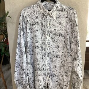 BC Men’s Large Paisley Print Shirt - Black and White